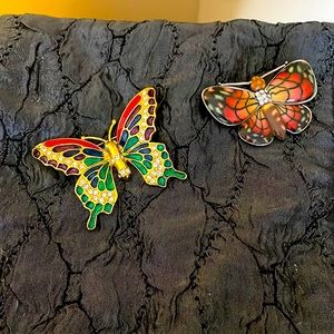 Two butterfly multicolor Studded butterfly Women brooches
